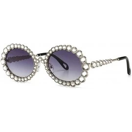 Oval 2020 New Fashion Crystal Decorative Sunglasses Oval Frame Trend Hip Hop Sunglasses - Silver Grey - CG1976H9MN8 $25.51