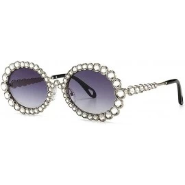 Oval 2020 New Fashion Crystal Decorative Sunglasses Oval Frame Trend Hip Hop Sunglasses - Silver Grey - CG1976H9MN8 $11.56