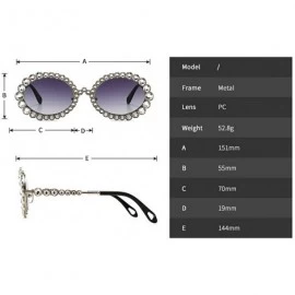 Oval 2020 New Fashion Crystal Decorative Sunglasses Oval Frame Trend Hip Hop Sunglasses - Silver Grey - CG1976H9MN8 $11.56