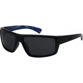 Sport Wrap Shaped Sport Sunglasses for Men Women Polarized Lens 570081P-P - Black Frame+blue/Grey Lens - CE18GM3Y90T $13.21