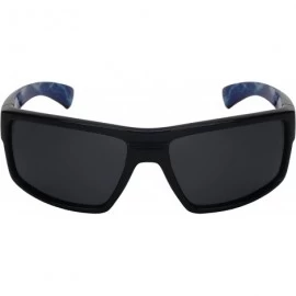 Sport Wrap Shaped Sport Sunglasses for Men Women Polarized Lens 570081P-P - Black Frame+blue/Grey Lens - CE18GM3Y90T $13.21