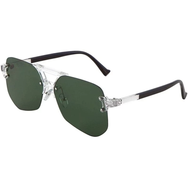 Rimless Rimless Clear Frame Flat Geometric Aviator Sunglasses - Green Black - C9190MUL3WN $15.10