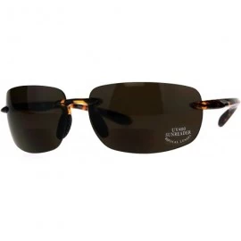 Rectangular Mens Rimless Warp Sport Sunglasses With Bifocal Reading Lenses - Tortoise Brown - CC18D8LDL5N $23.63