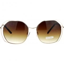 Butterfly Retro Oversize Metal Octagonal Butterfly Womens Sunglasses - Gold Brown - CR12J1IFJLD $13.16