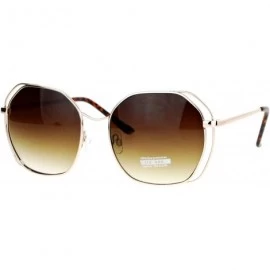 Butterfly Retro Oversize Metal Octagonal Butterfly Womens Sunglasses - Gold Brown - CR12J1IFJLD $13.16