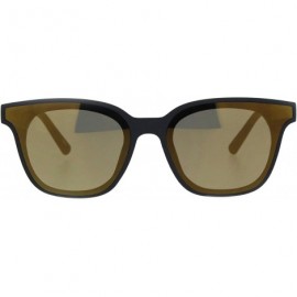 Rectangular Womens Retro Trendy Panel Lens Horn Rim Plastic Hipster Sunglasses - Matte Black Gold Mirror - CM18K2QR53R $20.70