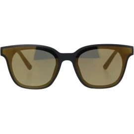 Rectangular Womens Retro Trendy Panel Lens Horn Rim Plastic Hipster Sunglasses - Matte Black Gold Mirror - CM18K2QR53R $19.16