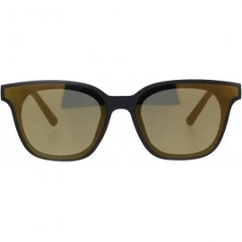 Rectangular Womens Retro Trendy Panel Lens Horn Rim Plastic Hipster Sunglasses - Matte Black Gold Mirror - CM18K2QR53R $9.71