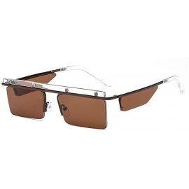 Aviator Rimless Square Ocean Lens Sunglasses HD Lenses with Case UV Protection Driving Cycling - Brown - CE18LMY0ENN $17.72