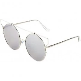 Square Mod Flat Top Aviator Sunglasses Mirrored Flat Lens Mens Womens Fashion - Silver - CN17YH4NTZ3 $9.61