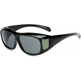 Wrap Fit Over Prescription Glasses Wrap Arounds Sunglasses for Driving Protection - Black Frame+grey Lens - C718CX00AAY $8.45