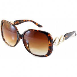 Rectangular Luxury Chic Rhinestone Metal Cross-Cut Temple Square Sunglasses A049 - Tortoise/ Brown Gradient - C6187ONQEK5 $25.68