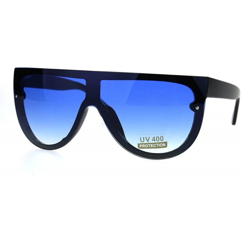 Rectangular Oceanic Color Gradient Lens Flat Top Racer Retro Sunglasses - Black Blue - CS1875RG8KW $14.85