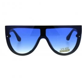 Rectangular Oceanic Color Gradient Lens Flat Top Racer Retro Sunglasses - Black Blue - CS1875RG8KW $14.85
