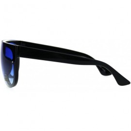 Rectangular Oceanic Color Gradient Lens Flat Top Racer Retro Sunglasses - Black Blue - CS1875RG8KW $14.85