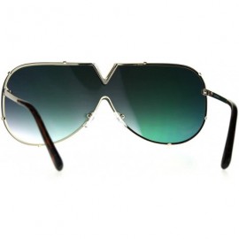 Shield Luxury Fashion Color Mirror Shield Pilots Rimless Retro Sunglasses - Gold Pink - C0187KZS8K9 $15.17