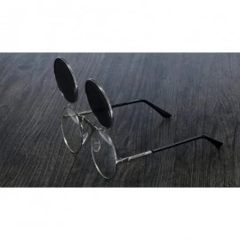 Square 3057 Steampunk Sunglasses Round Metal Women Style Retro Flip Circular Double Sun Glasses Men CIRCLE - Black - C4199C5D...