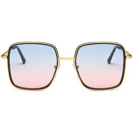 Square Unisex Sunglasses Fashion Gold Pink Drive Holiday Square Non-Polarized UV400 - Gold Blue - CZ18RLIUK7A $11.84