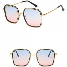 Square Unisex Sunglasses Fashion Gold Pink Drive Holiday Square Non-Polarized UV400 - Gold Blue - CZ18RLIUK7A $11.84