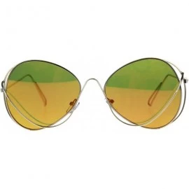 Butterfly Womens Mirrored Lens Runway Wire Rim Butterfly Sunglasses - Orange - C918CSI057Q $15.07