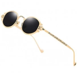 Oval Vintage Steampunk Sunglasses Circle Glasses - 001gold/Black - CO18M3S5LG9 $28.96