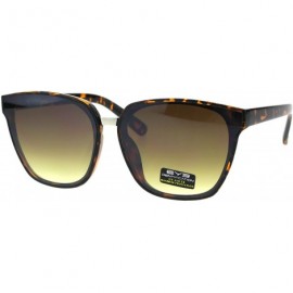 Rectangular Womens Designer Fashion Mod Horn Rim Rectangular Plastic Sunglasses - Tortoise Brown - CM18EQ9CMWQ $27.76