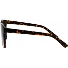 Rectangular Womens Designer Fashion Mod Horn Rim Rectangular Plastic Sunglasses - Tortoise Brown - CM18EQ9CMWQ $11.67