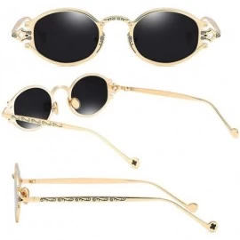 Oval Vintage Steampunk Sunglasses Circle Glasses - 001gold/Black - CO18M3S5LG9 $18.43