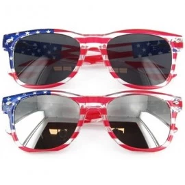 Wayfarer Patriotic American Flag Sunglasses Gift Set (Multi-colored- Mirror & Dark) - CI12H5KMRKZ $12.31