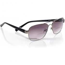 Aviator Big Bal Unisex Premium Reader Sunglasses - Matte Silver Metal Front With Black Temples - CZ18SD406TW $72.49