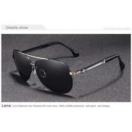 Square Genuine designer vintage aviator sunglasses men fashion polarized UV400 - Black - C918IWANKXY $21.90
