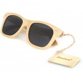 Wayfarer Bamboo Wood Wooden Polarized Sunglasses Natural Light Floating Frames w/Pouch - Black - C71246ZYD81 $21.47