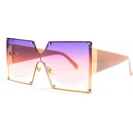 Shield Oversized Sunglasses Designer Vintage Futuristic - Purple&pink - CY18QOGERXH $30.35