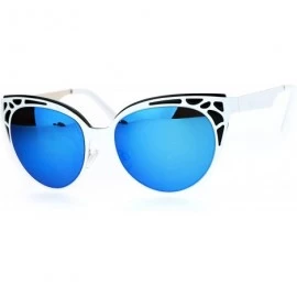 Cat Eye Art Nouveau Deco Horn Rim Cat Eye Womens Sunglasses - White Blue - C412N46OCF6 $23.85