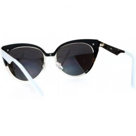 Cat Eye Art Nouveau Deco Horn Rim Cat Eye Womens Sunglasses - White Blue - C412N46OCF6 $15.18