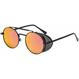 Goggle Women's Polarized UV Protection Steampunk Shield Sunglasses - Orange Lens/Black Frame - C518WQKRMZO $28.38