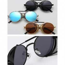 Goggle Women's Polarized UV Protection Steampunk Shield Sunglasses - Orange Lens/Black Frame - C518WQKRMZO $28.38