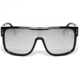 Shield Veer Oversized One Piece Curved Shield Lens Stud Sunglasses - Grey Black - CQ199964Z55 $23.70