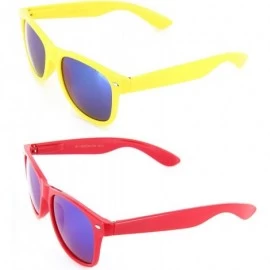 Wayfarer Neon Retro Sunglasses Color Mirror Lens for Men Women - Yellow/Red - CL18YTR4QKU $11.06