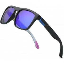 Round Classic Polarized Sunglasses for Men Women Retro 100% UV Protection Driving Sun Glasses D731 - Black/Deep Blue - C918H8...