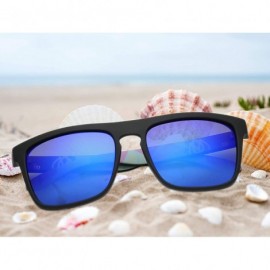 Round Classic Polarized Sunglasses for Men Women Retro 100% UV Protection Driving Sun Glasses D731 - Black/Deep Blue - C918H8...