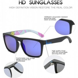 Round Classic Polarized Sunglasses for Men Women Retro 100% UV Protection Driving Sun Glasses D731 - Black/Deep Blue - C918H8...