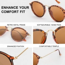 Sport Round Retro Polarized Sunglasses for Men and Women- Vintage Classic Eyewear Style Frame for Driving/Travel/Sport - CU18...
