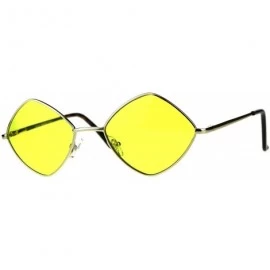 Square Diamond Shape Sunglasses Vintage Indie Fashion Color Lens Spring Hinge - Gold (Yellow) - C418EO4TQ9D $10.54