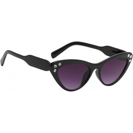 Cat Eye Fashion Rhinestone Cat Eye Sunglasses Womens Vintage Shades Plastic Frame - Black Purple - CM198C25TR9 $27.72