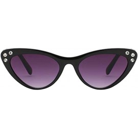 Cat Eye Fashion Rhinestone Cat Eye Sunglasses Womens Vintage Shades Plastic Frame - Black Purple - CM198C25TR9 $13.38