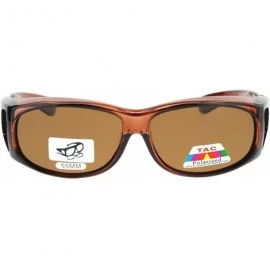 Rectangular Polarized Lens Fit Over Glass Sunglasses Smaller Size Oval Rectangular - Brown - C9189TMCSSM $14.32