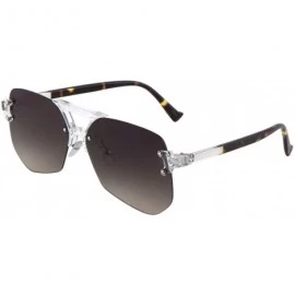 Rimless Rimless Clear Frame Flat Geometric Aviator Sunglasses - Smoke Demi - CD190MZTC23 $27.08
