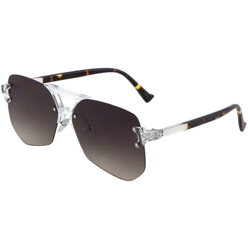 Rimless Rimless Clear Frame Flat Geometric Aviator Sunglasses - Smoke Demi - CD190MZTC23 $11.55