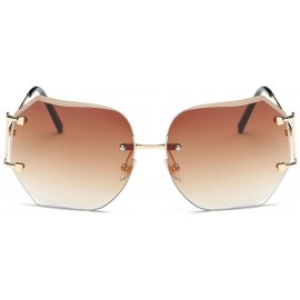 Rimless Sunglasses for Men Women Vintage Sunglasses Gradient Color Sunglasses Retro Glasses Eyewear Rimless Sunglasses - CM18...
